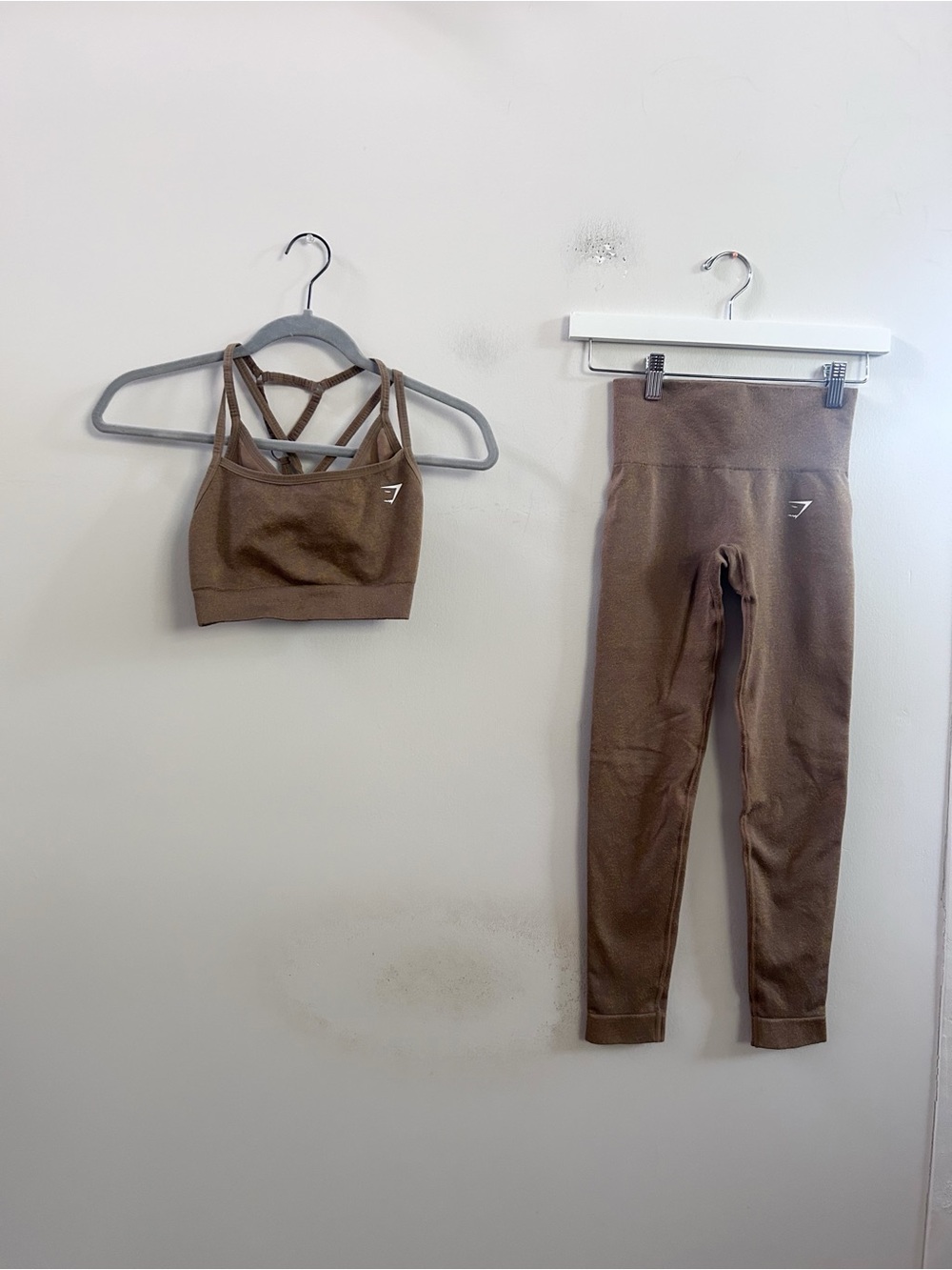 Gym shark brown metallic workout set XS